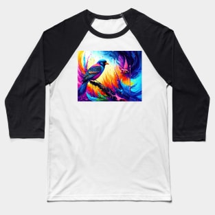 Artistic colourful digital painting of a bird. Baseball T-Shirt